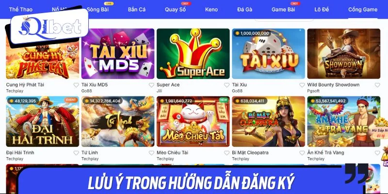 Một vài điều cược thủ cần lưu ý trong hướng dẫn đăng ký