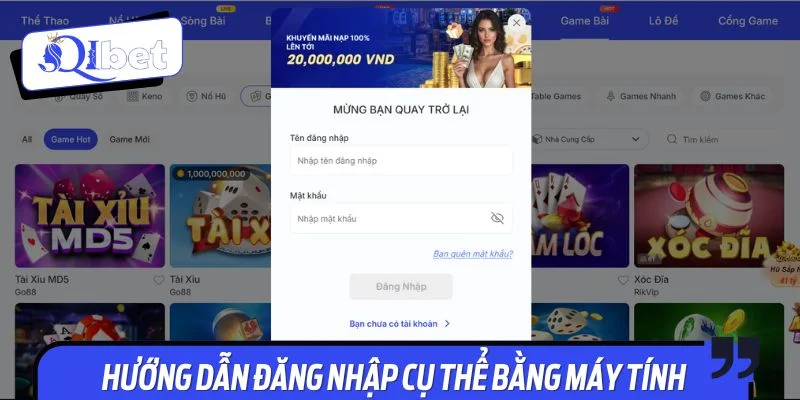 Hướng dẫn đăng nhập cụ thể bằng máy tính