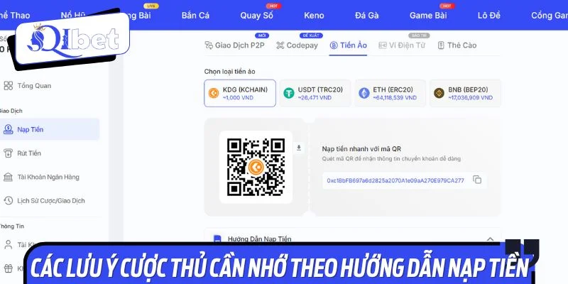 Các lưu ý cược thủ cần nhớ theo hướng dẫn nạp tiền